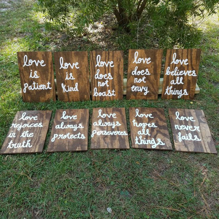 Wedding Quotes Set Of 10 Wedding Aisle Signs 1 Corinthians 13 Wedding Signs Love Is Patient Love Is Kind Hand Painted Wood Wedding Signage Wedding Lande Leading Wedding Magazine