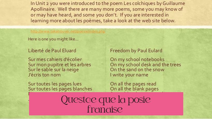 Qu’est-ce que la poésie française ?
