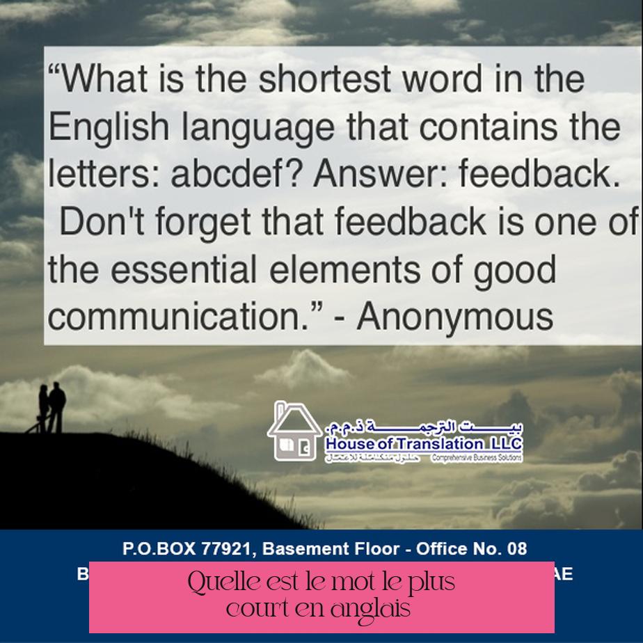 Quelle est le mot le plus court en anglais ?