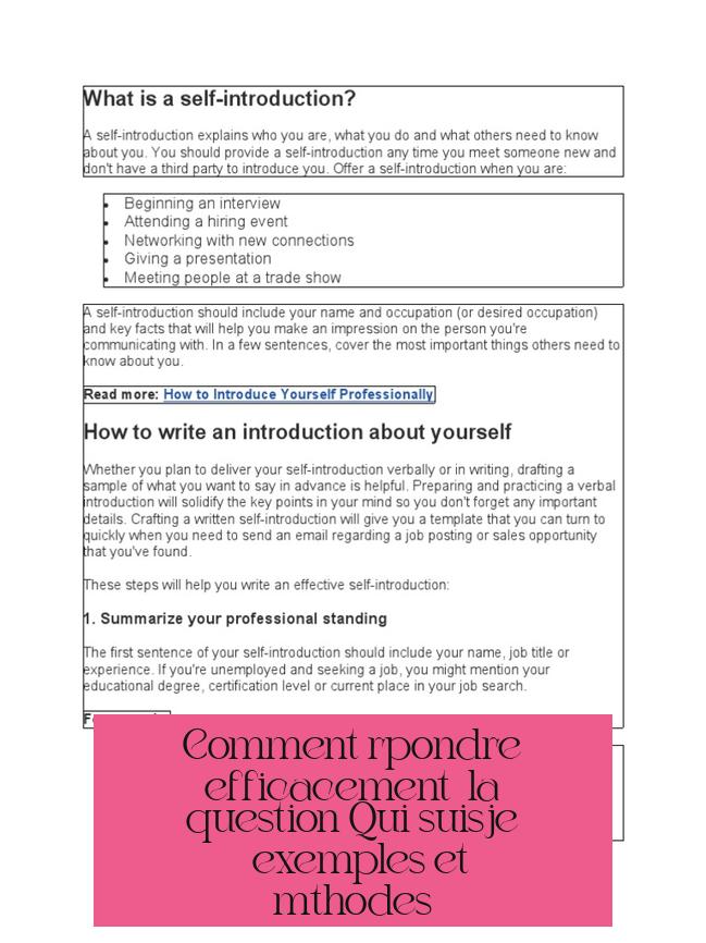 Comment répondre efficacement à la question "Qui suis-je ?" : exemples et méthodes