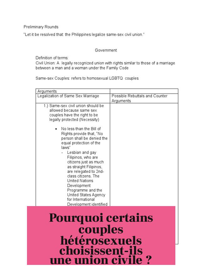 Pourquoi certains couples hétérosexuels choisissent-ils une union civile ?