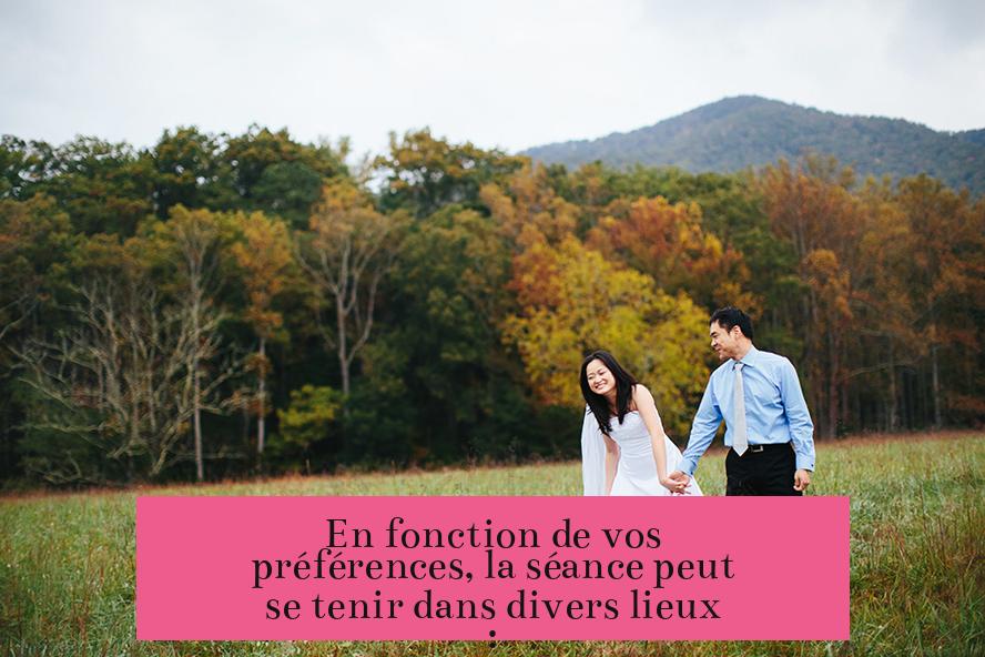 En fonction de vos préférences, la séance peut se tenir dans divers lieux :