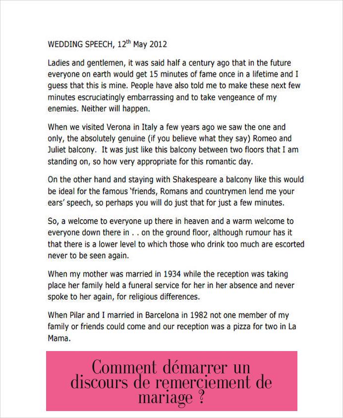 Comment démarrer un discours de remerciement de mariage ?