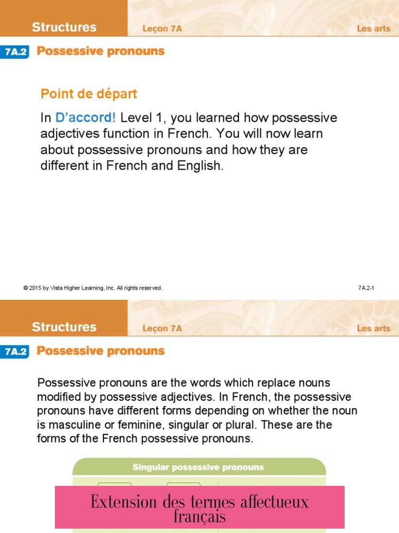 Extension des termes affectueux français