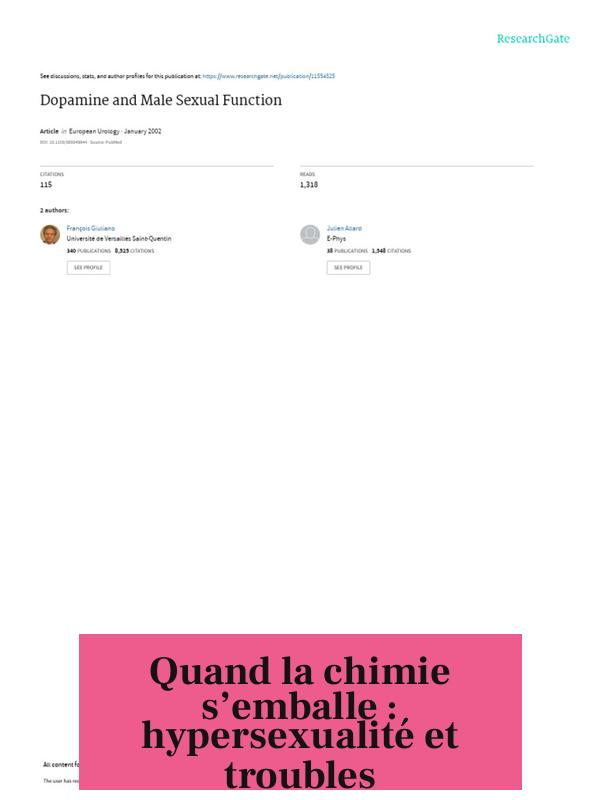 Quand la chimie s’emballe : hypersexualité et troubles