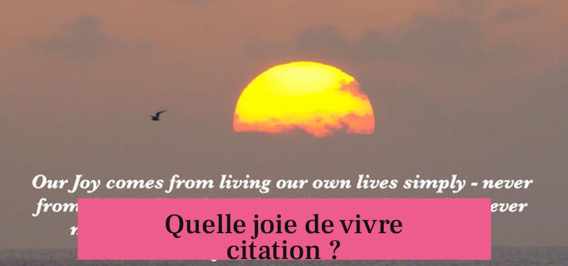 Quelle joie de vivre citation ?