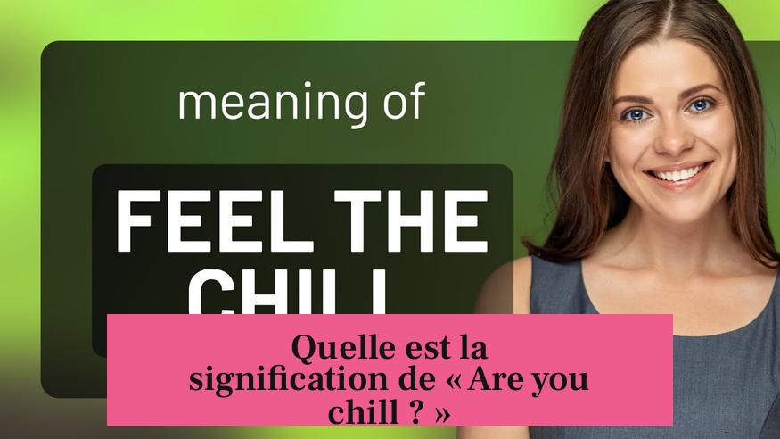 Quelle est la signification de « Are you chill ? »