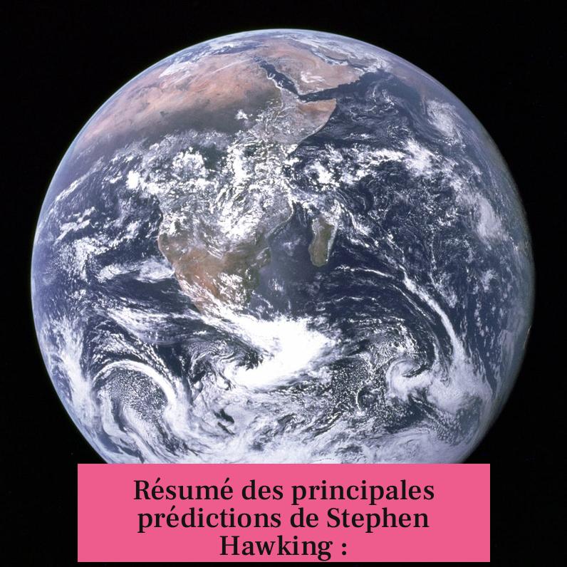 Résumé des principales prédictions de Stephen Hawking :