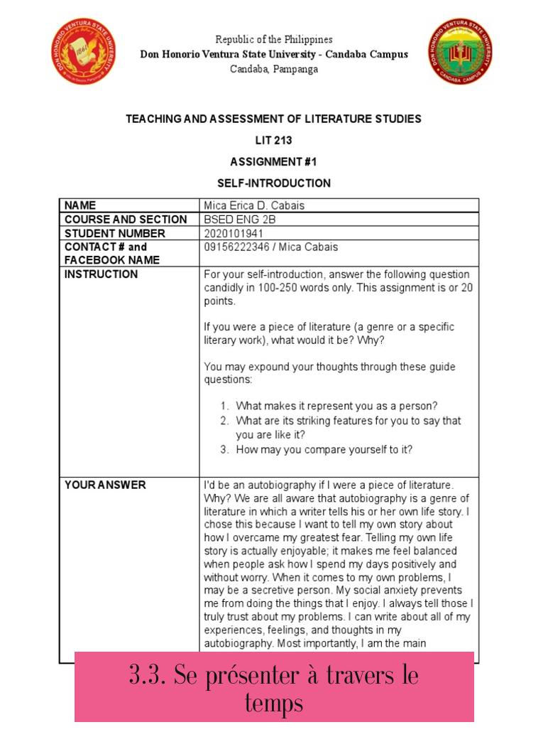 3.3. Se présenter à travers le temps