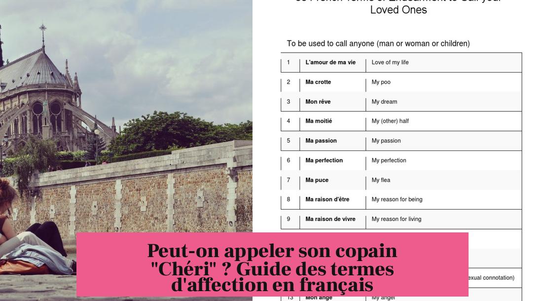 Peut-on appeler son copain "Chéri" ? Guide des termes d'affection en français