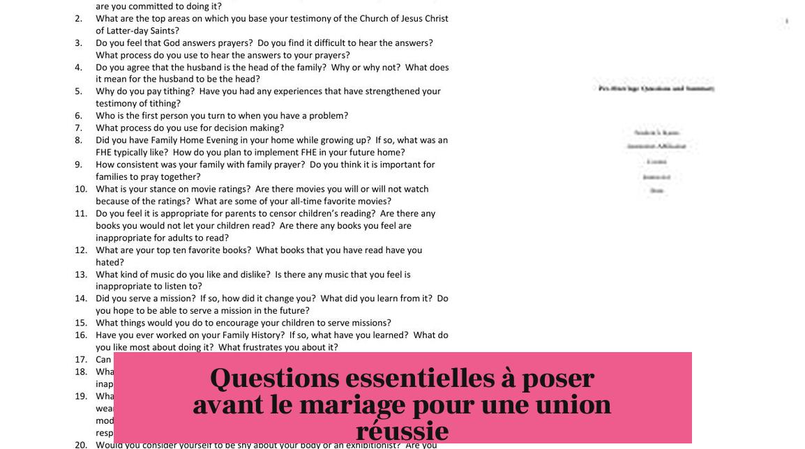Questions essentielles à poser avant le mariage pour une union réussie
