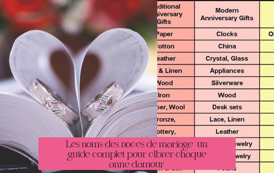 Les noms des noces de mariage : un guide complet pour célébrer chaque année d'amour