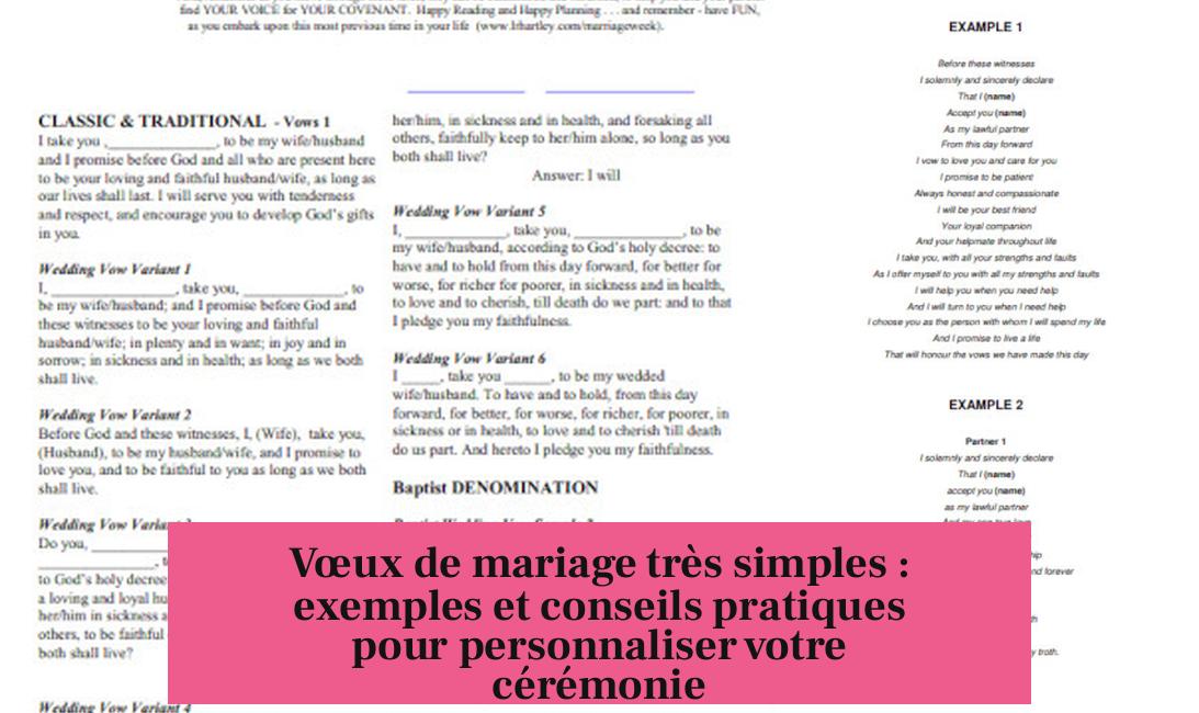 Vœux de mariage très simples : exemples et conseils pratiques pour personnaliser votre cérémonie
