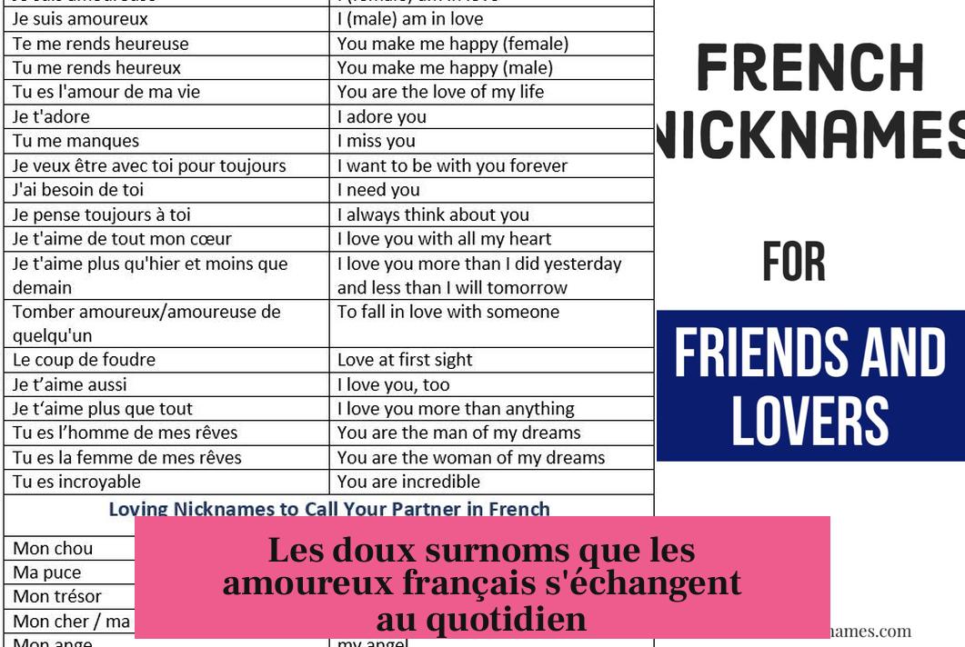 Les doux surnoms que les amoureux français s'échangent au quotidien