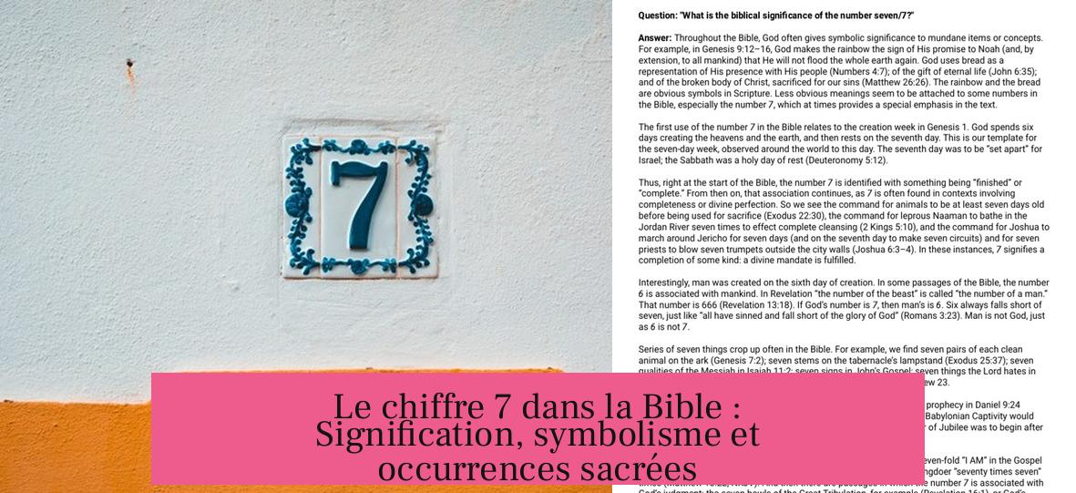 Le chiffre 7 dans la Bible : Signification, symbolisme et occurrences sacrées