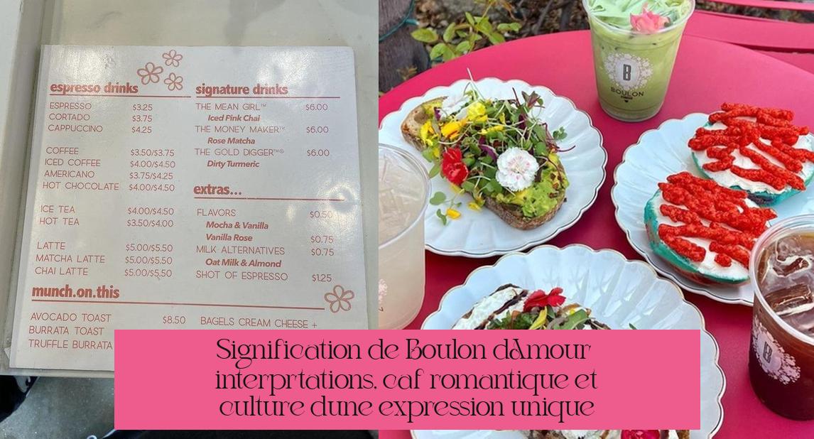 Signification de "Boulon d'Amour" : interprétations, café romantique et culture d'une expression unique