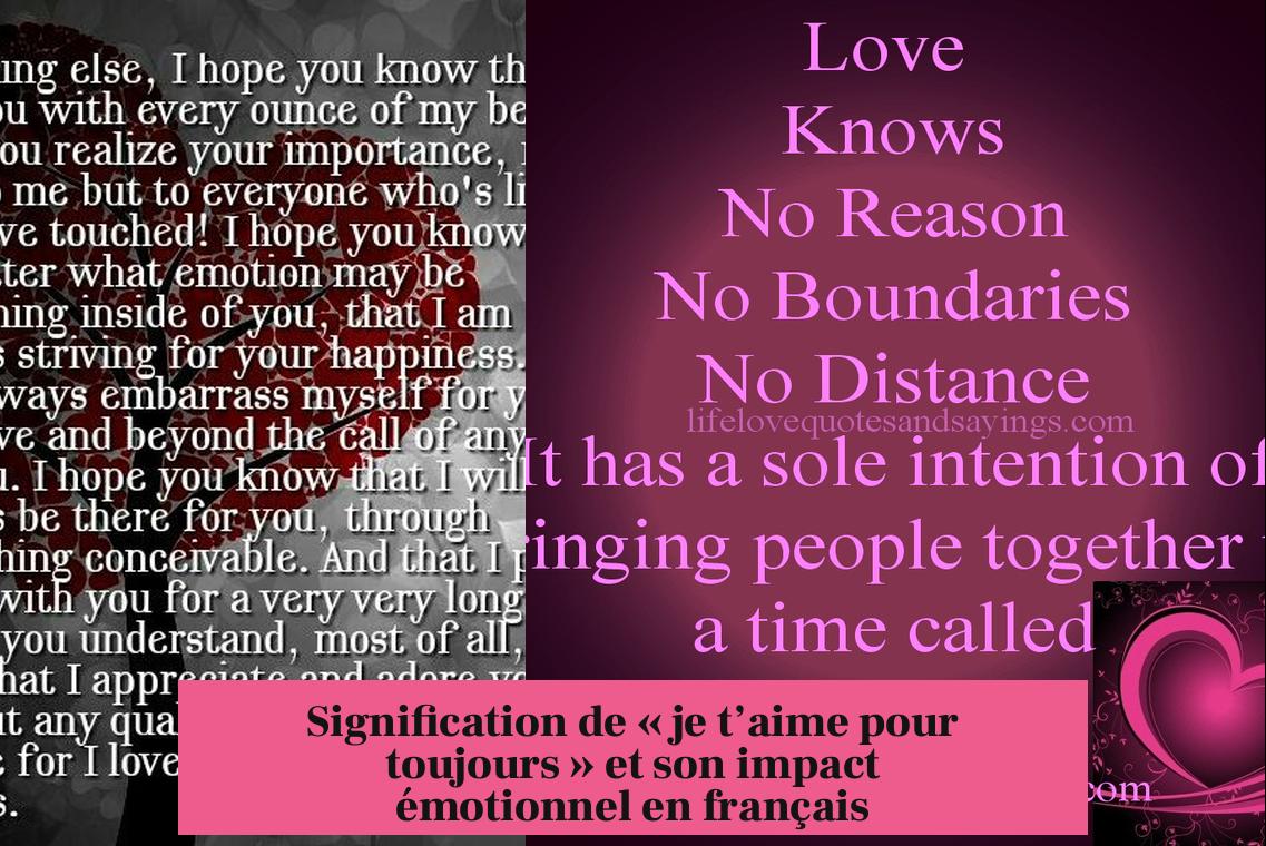 Signification de « je t’aime pour toujours » et son impact émotionnel en français