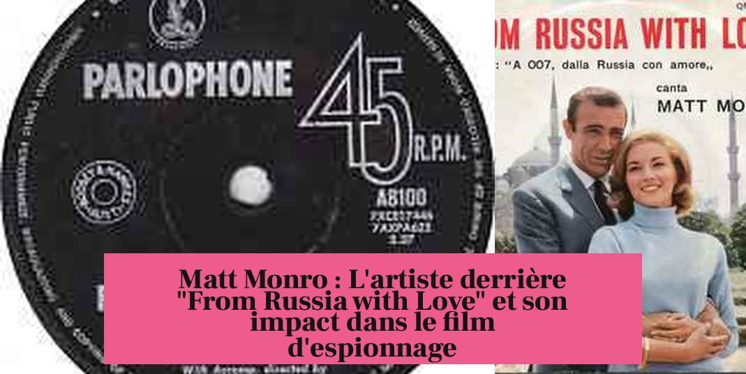 Matt Monro : L'artiste derrière "From Russia with Love" et son impact dans le film d'espionnage