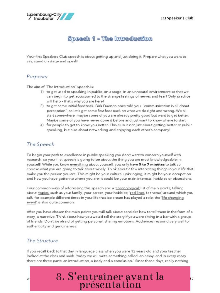 8. S’entraîner avant la présentation