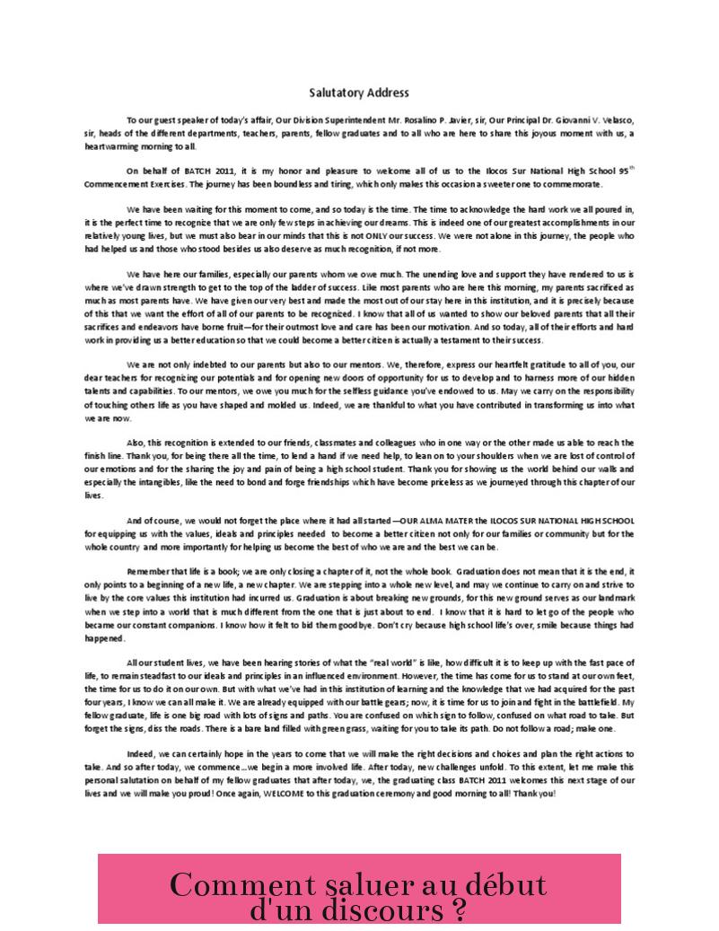 Comment saluer au début d'un discours ?