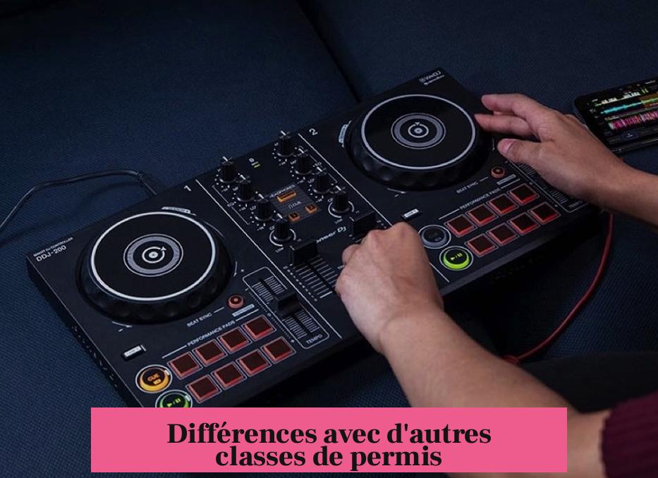 Différences avec d'autres classes de permis