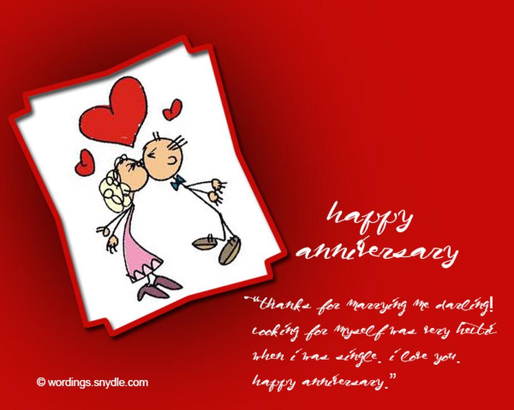 « À mon roi de la blague, joyeux anniversaire de mariage ! Merci de supporter mes bêtises et de me faire rire malgré tout. Encore une année de survie ensemble, félicitations à nous ! »