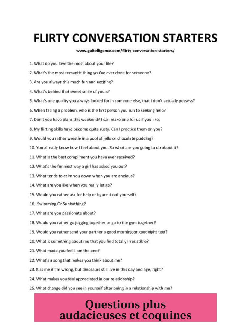 Questions plus audacieuses et coquines