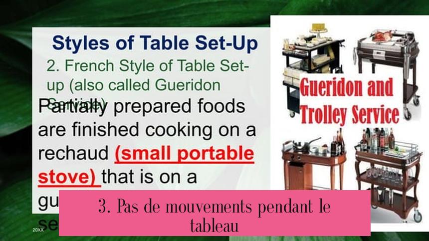 3. Pas de mouvements pendant le tableau