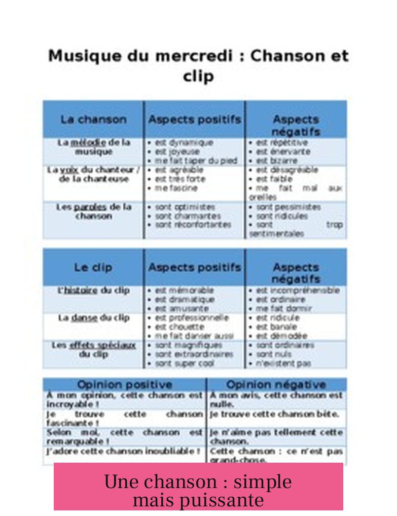 Une chanson : simple mais puissante