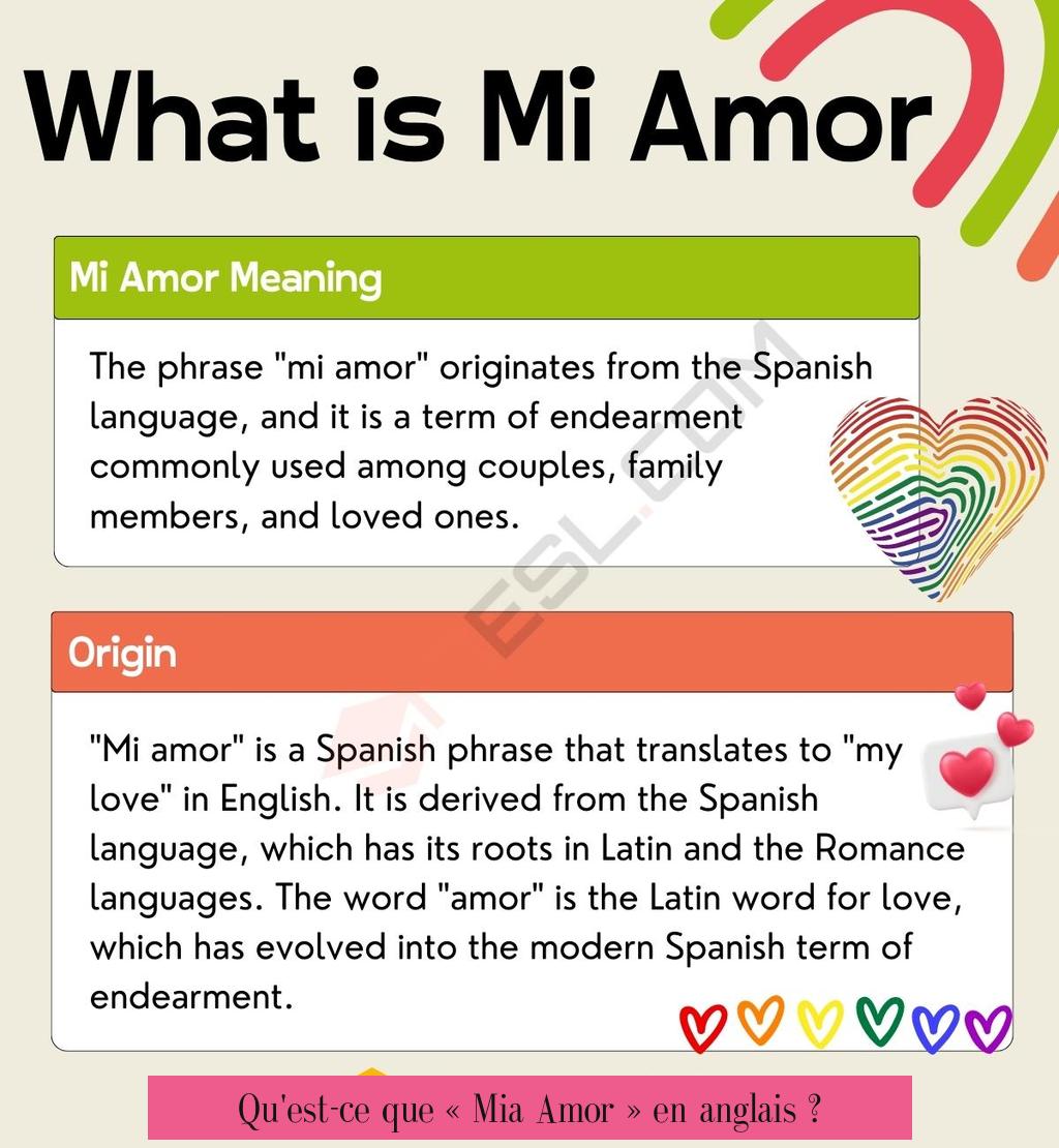 Qu'est-ce que « Mia Amor » en anglais ?