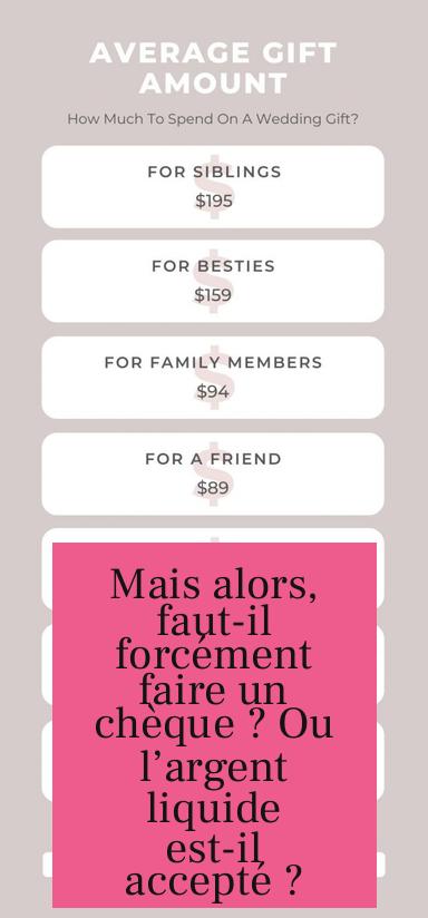 Mais alors, faut-il forcément faire un chèque ? Ou l’argent liquide est-il accepté ?