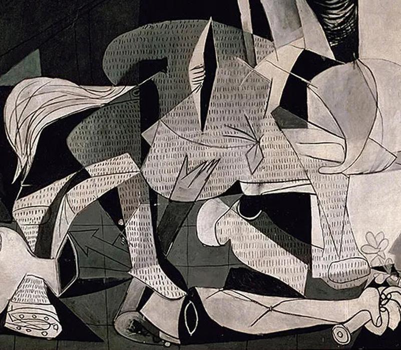 Dora Maar, compagne de Picasso et photographe engagée politiquement, a influencé le style et la portée militante de l’œuvre. Elle a assisté Picasso, notamment en fournissant des photographies en noir et blanc, qui l’ont aidé à orienter sa palette limitée. Elle a également contribué à certains détails du tableau.