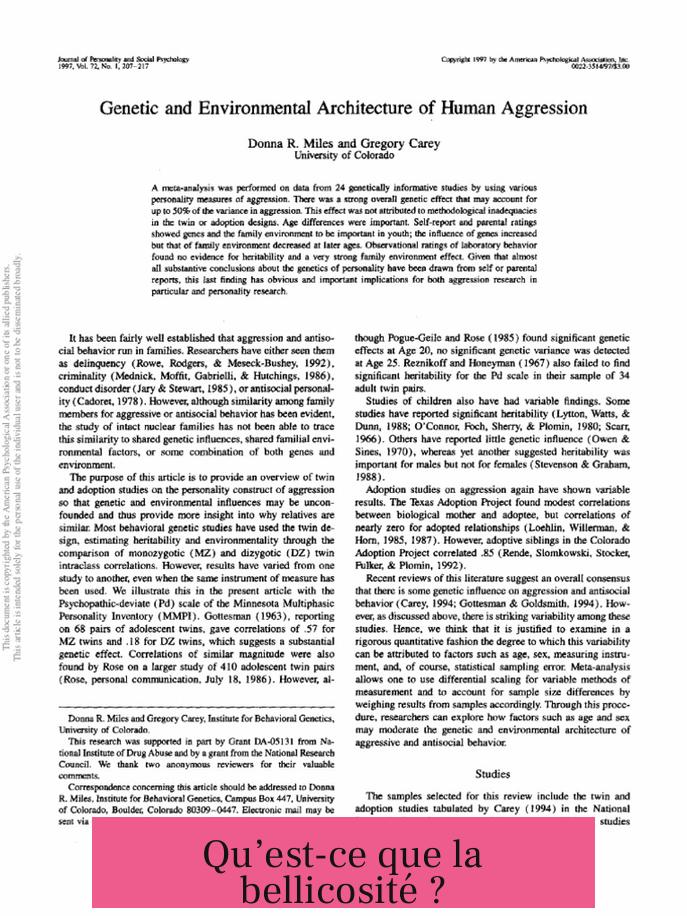 Qu’est-ce que la bellicosité ?