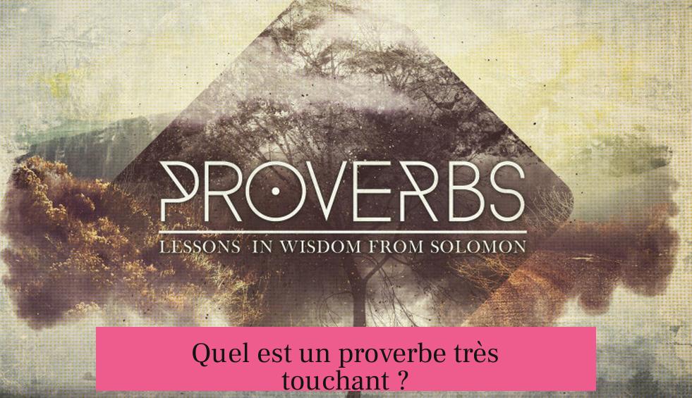 Quel est un proverbe très touchant ?