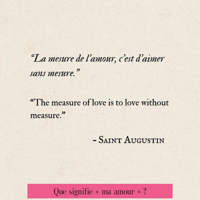 Que signifie « ma amour » ?