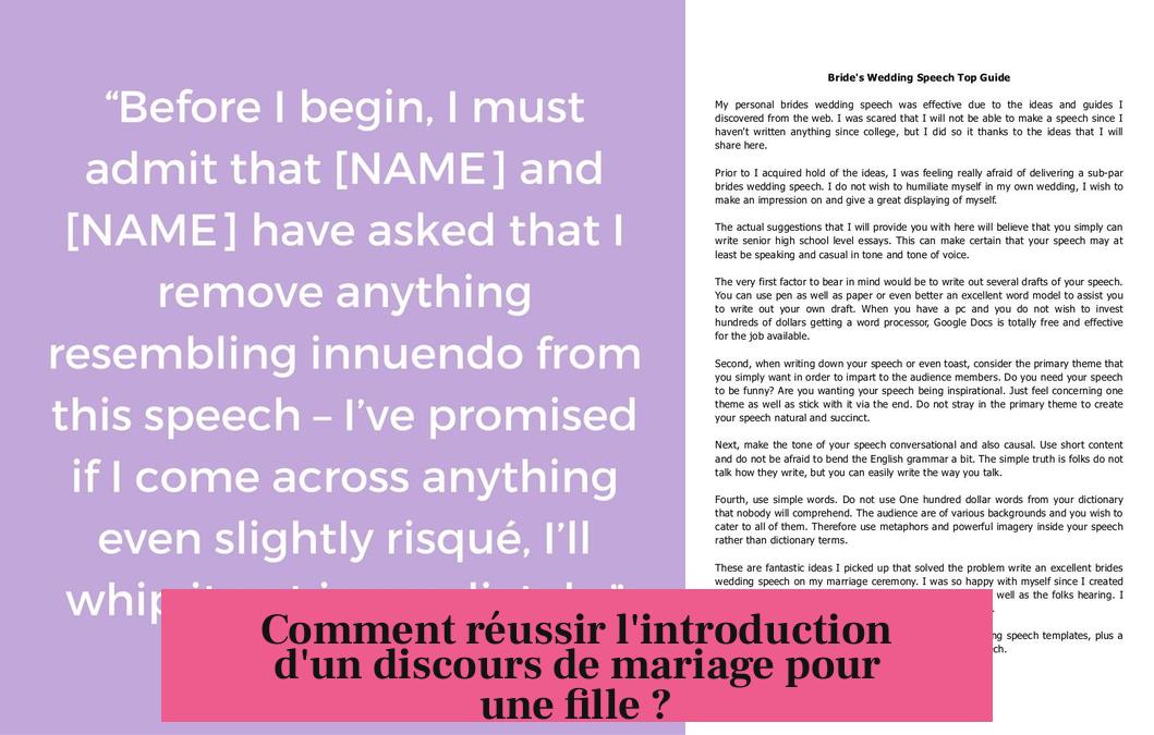 Comment réussir l'introduction d'un discours de mariage pour une fille ?