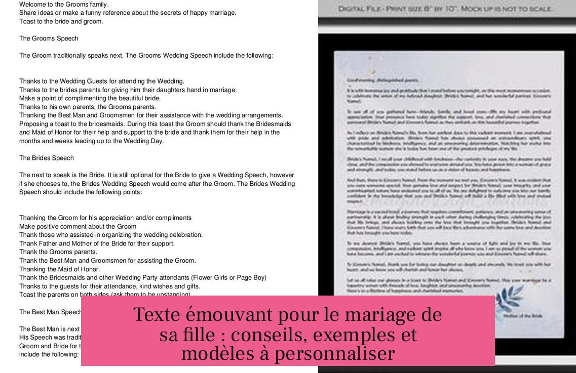 Texte émouvant pour le mariage de sa fille : conseils, exemples et modèles à personnaliser