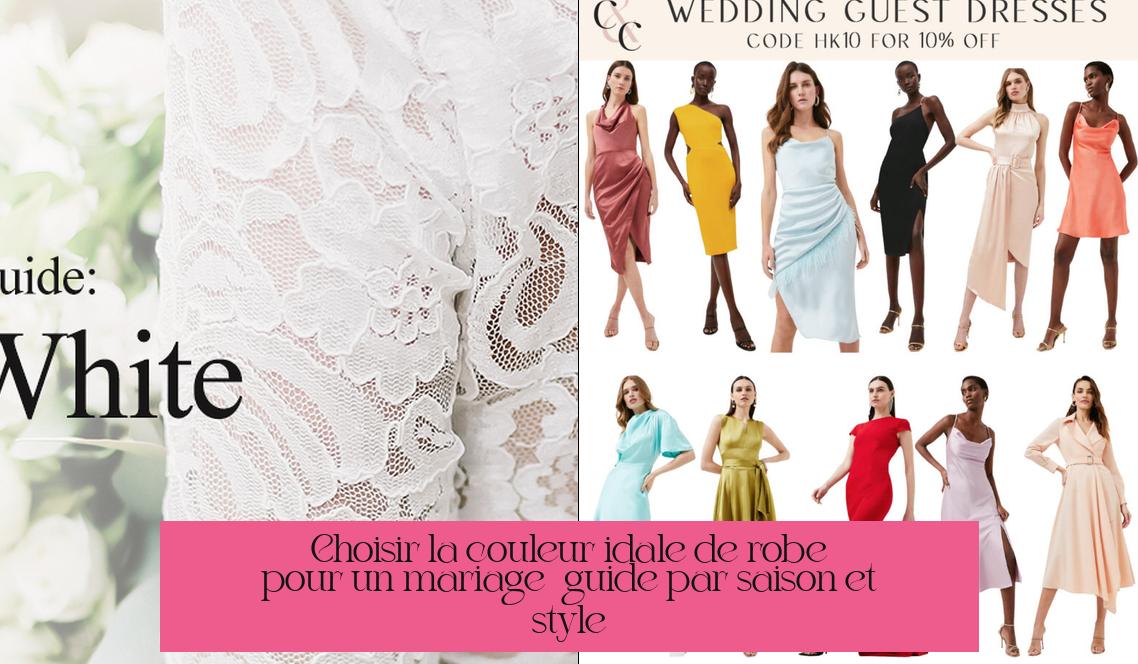 Choisir la couleur idéale de robe pour un mariage : guide par saison et style