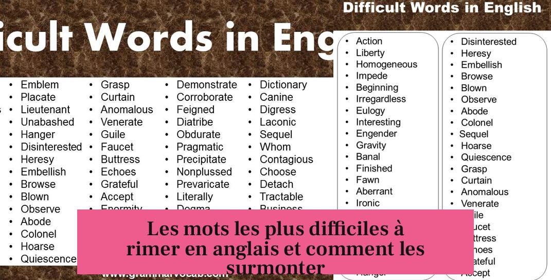 Les mots les plus difficiles à rimer en anglais et comment les surmonter
