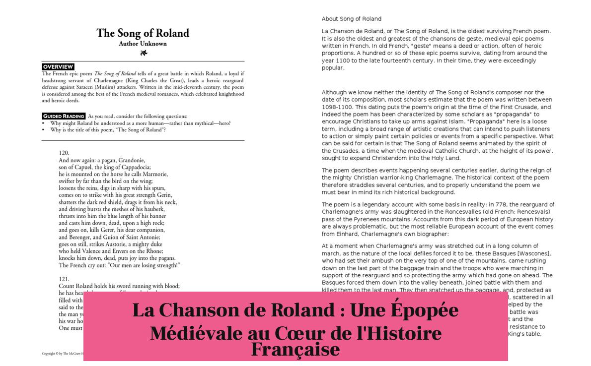 La Chanson de Roland : Une Épopée Médiévale au Cœur de l'Histoire Française