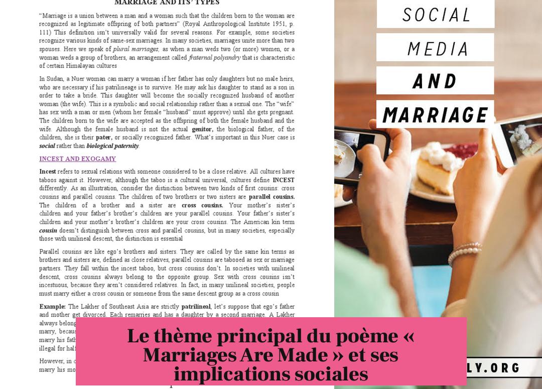 Le thème principal du poème « Marriages Are Made » et ses implications sociales