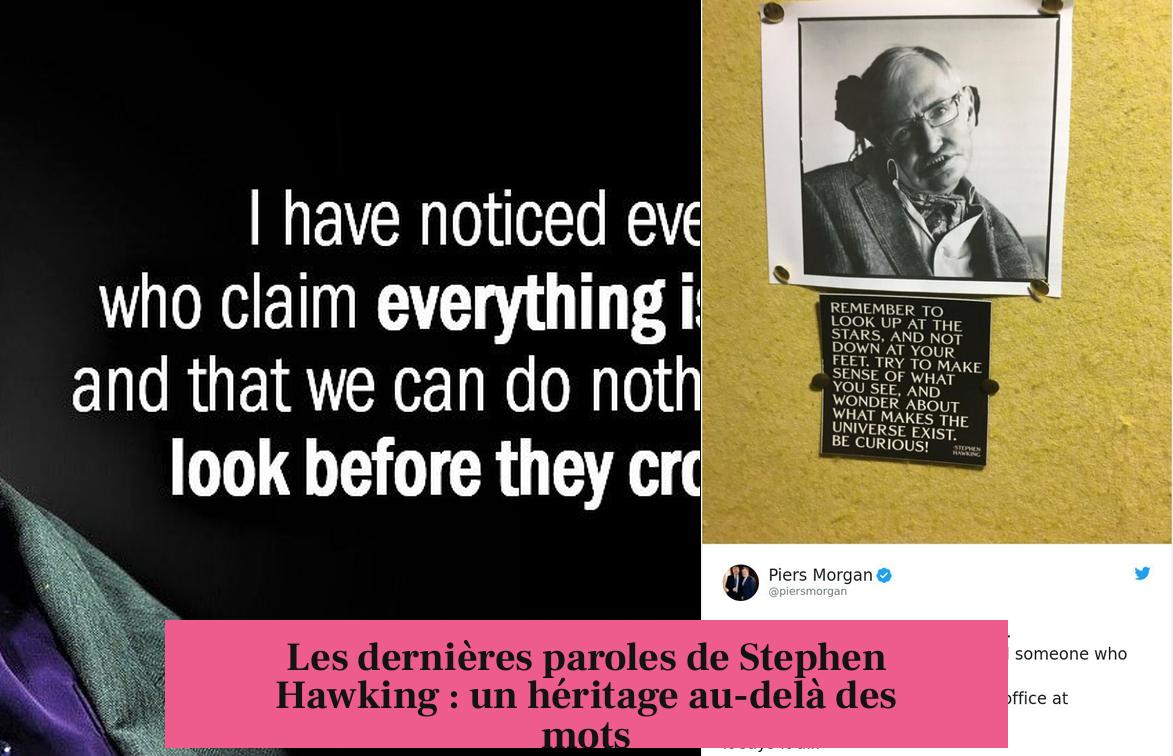 Les dernières paroles de Stephen Hawking : un héritage au-delà des mots