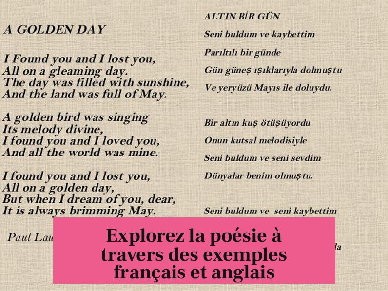 Explorez la poésie à travers des exemples français et anglais