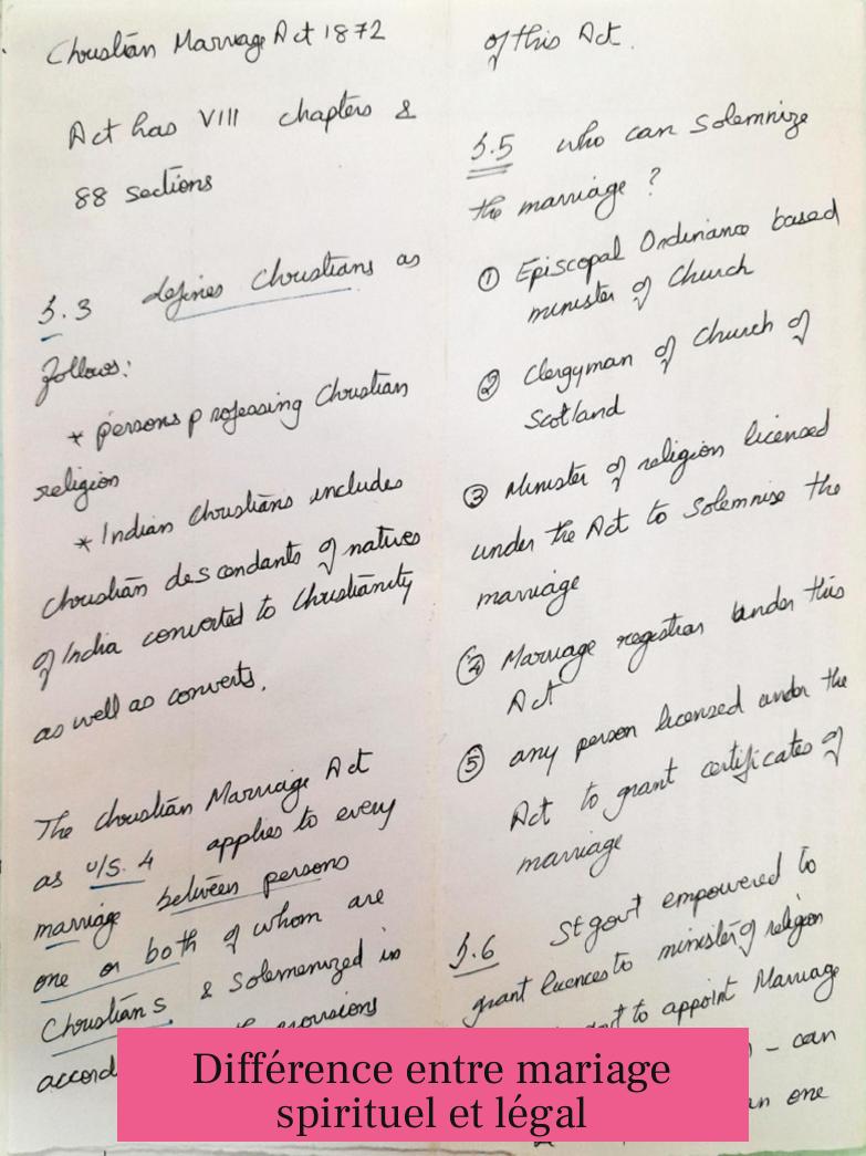 Différence entre mariage spirituel et légal