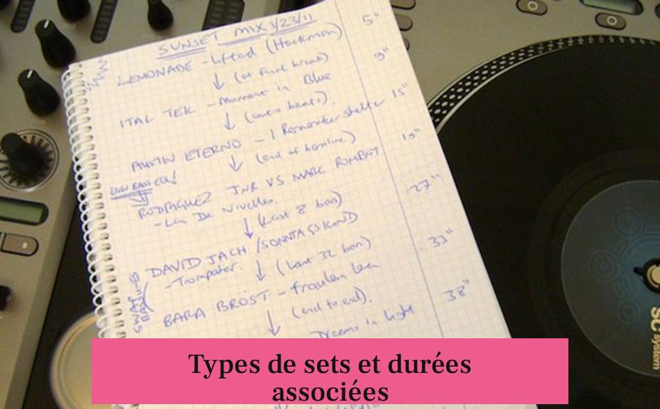 Types de sets et durées associées