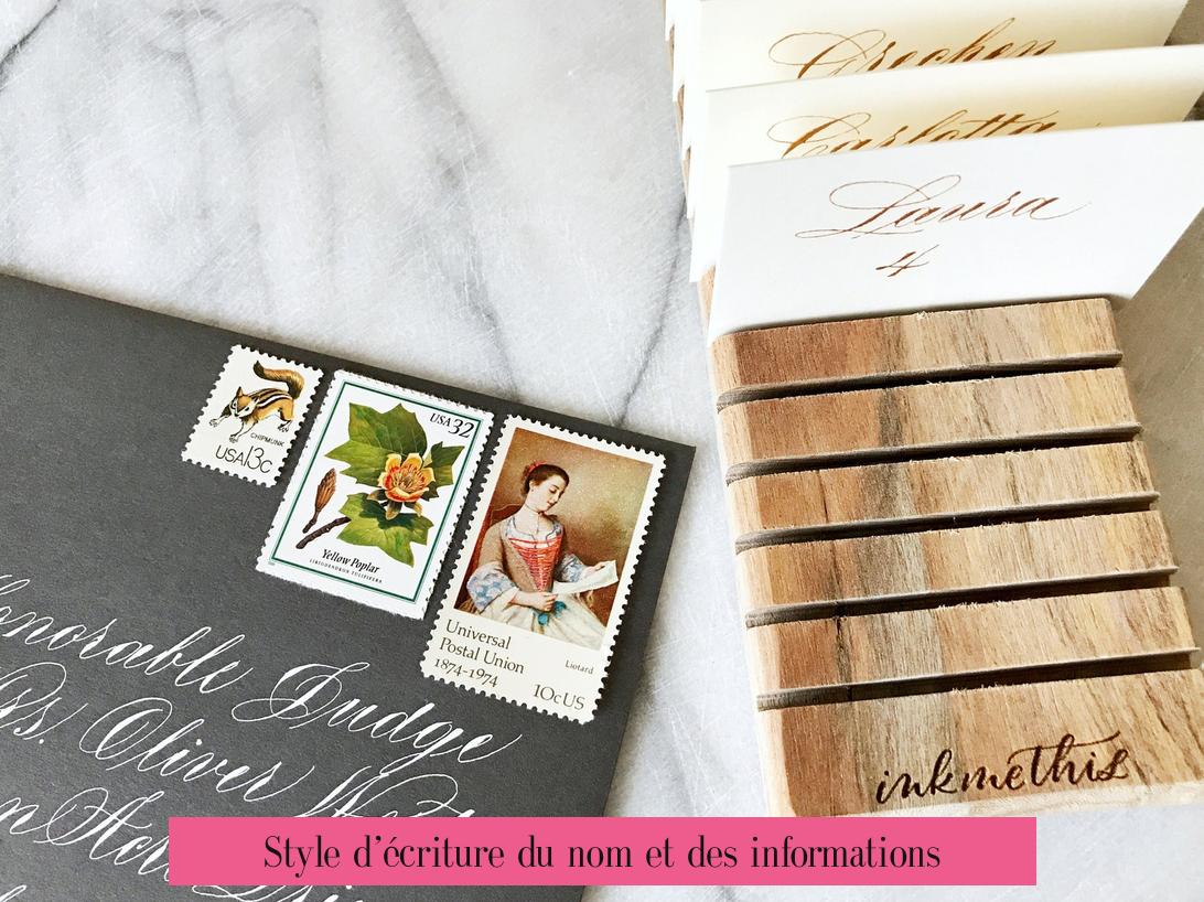Style d’écriture du nom et des informations