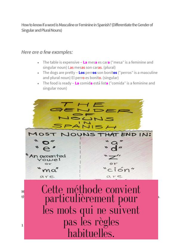 Cette méthode convient particulièrement pour les mots qui ne suivent pas les règles habituelles.