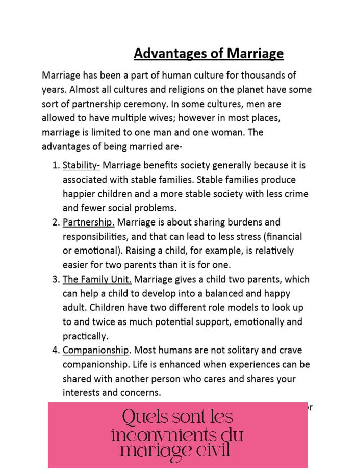 Quels sont les inconvénients du mariage civil ?