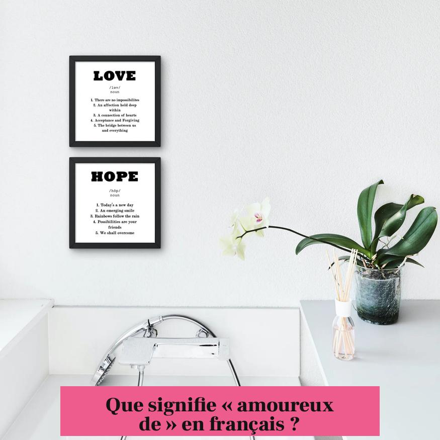 Que signifie « amoureux de » en français ?