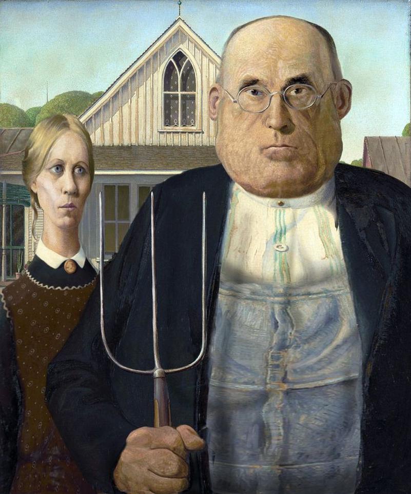 American Gothic a été peint en 1930, à un moment critique aux États-Unis : la Grande Dépression plongeait le pays dans une crise économique majeure. Les fermiers du Midwest — pourtant éloignés des causes directes — subissaient brutalement les conséquences. La peinture pourrait ainsi être l’expression d’une Amérique repliée, conservatrice, évitant le modernisme urbain et industriel.